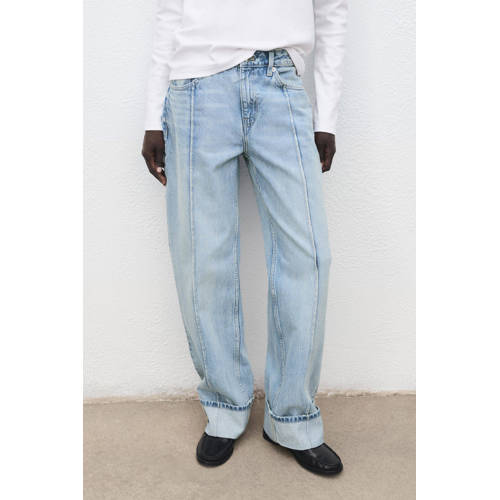 Mango straight leg jeans light blue denim afbeelding