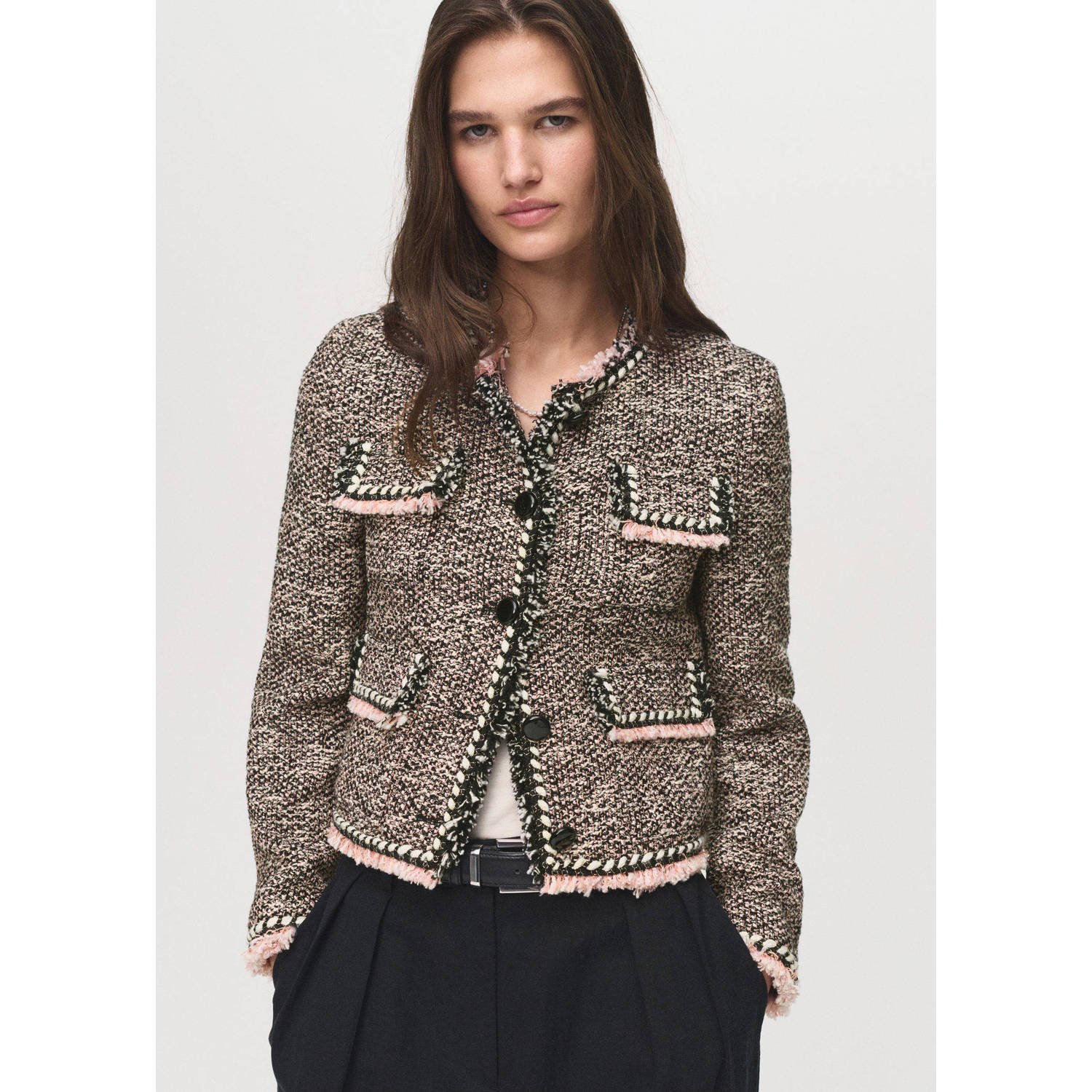 Mango tweed jasje zwart