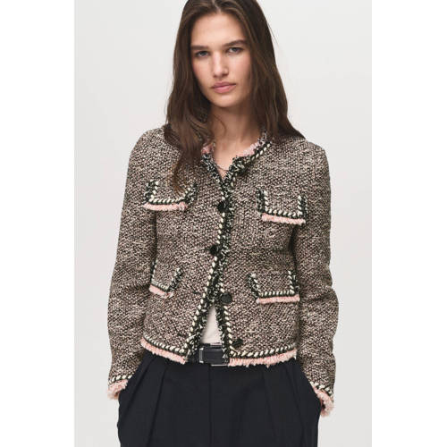 Mango tweed jasje zwart afbeelding