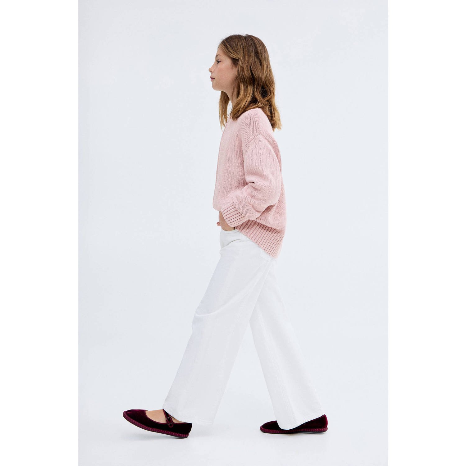 Mango Kids trui lichtroze gebreid