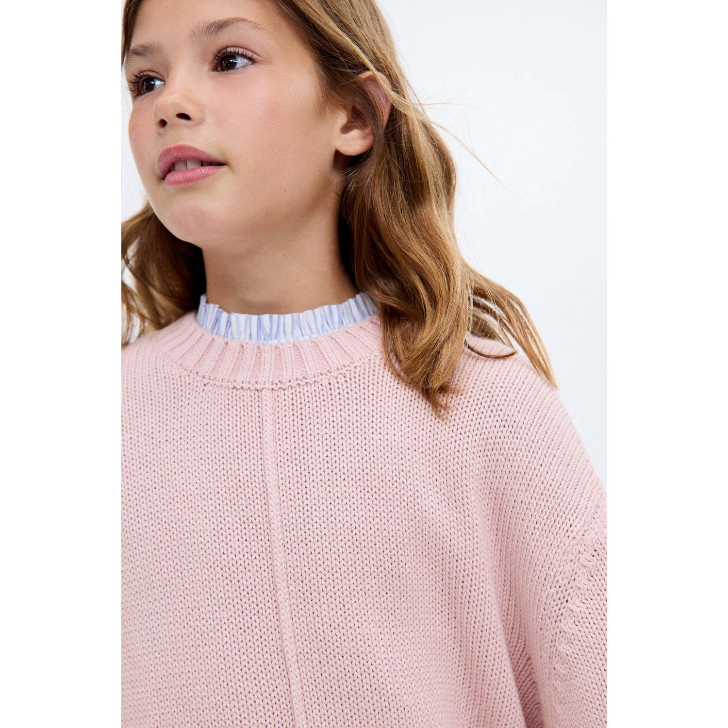 Mango Kids trui lichtroze gebreid