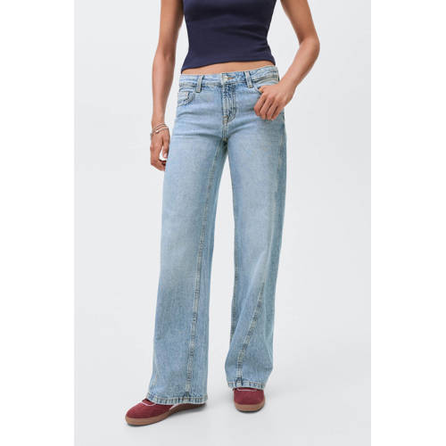 MANGO TEEN low waist wide leg jeans light blue denim afbeelding