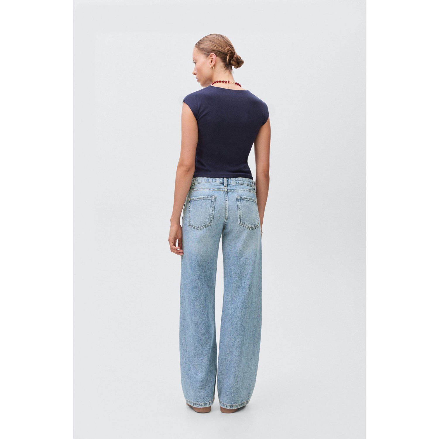 MANGO TEEN low waist wide leg jeans light blue denim