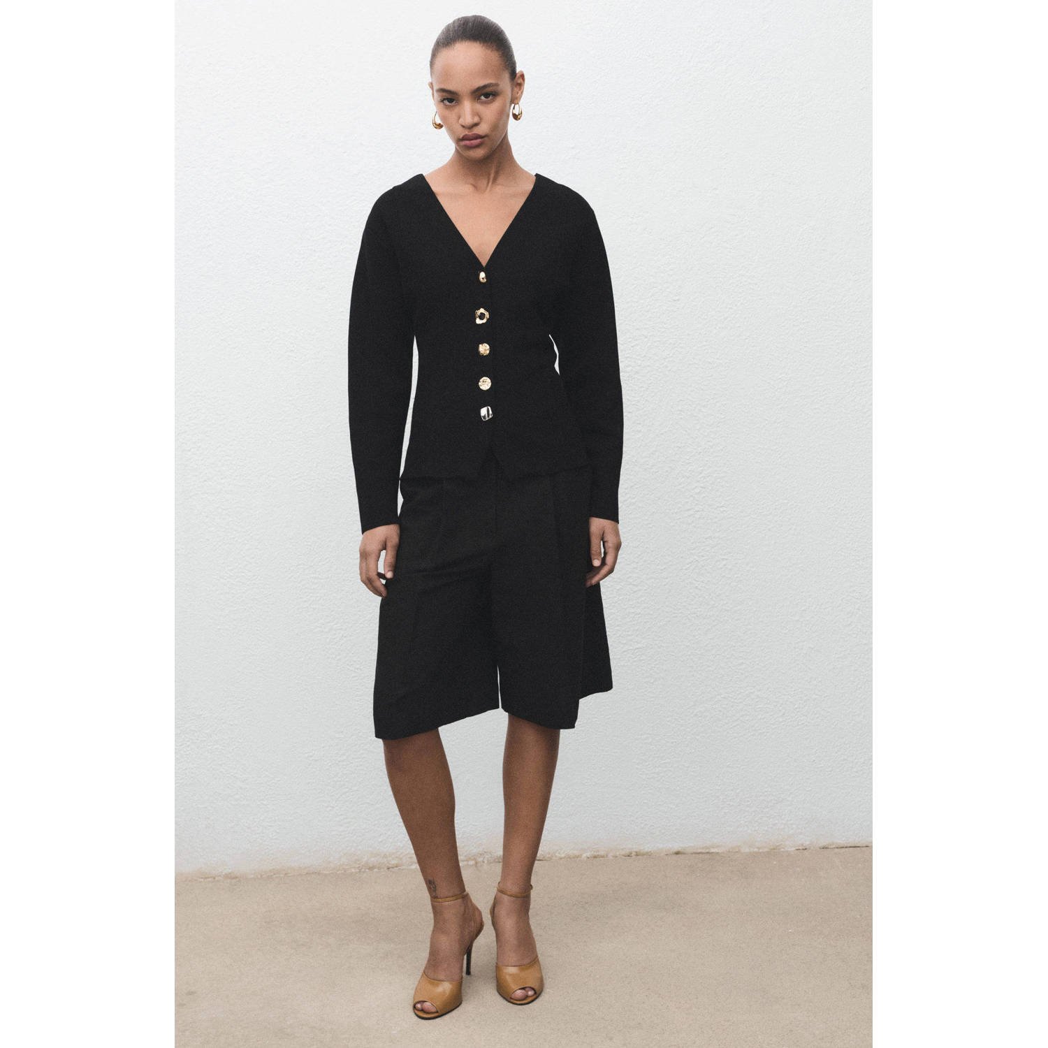 Mango gebreid vest zwart