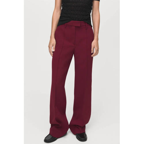 Mango regular waist pantalon donkerrood afbeelding