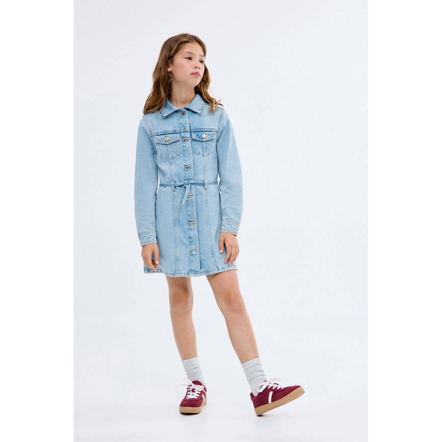 Mango Kids denim spijkerjurk light blue denim