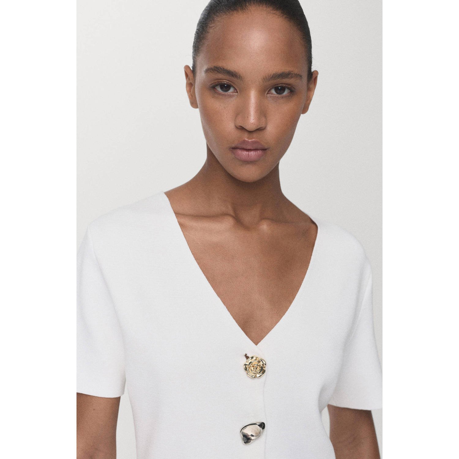 Mango gebreid vest wit