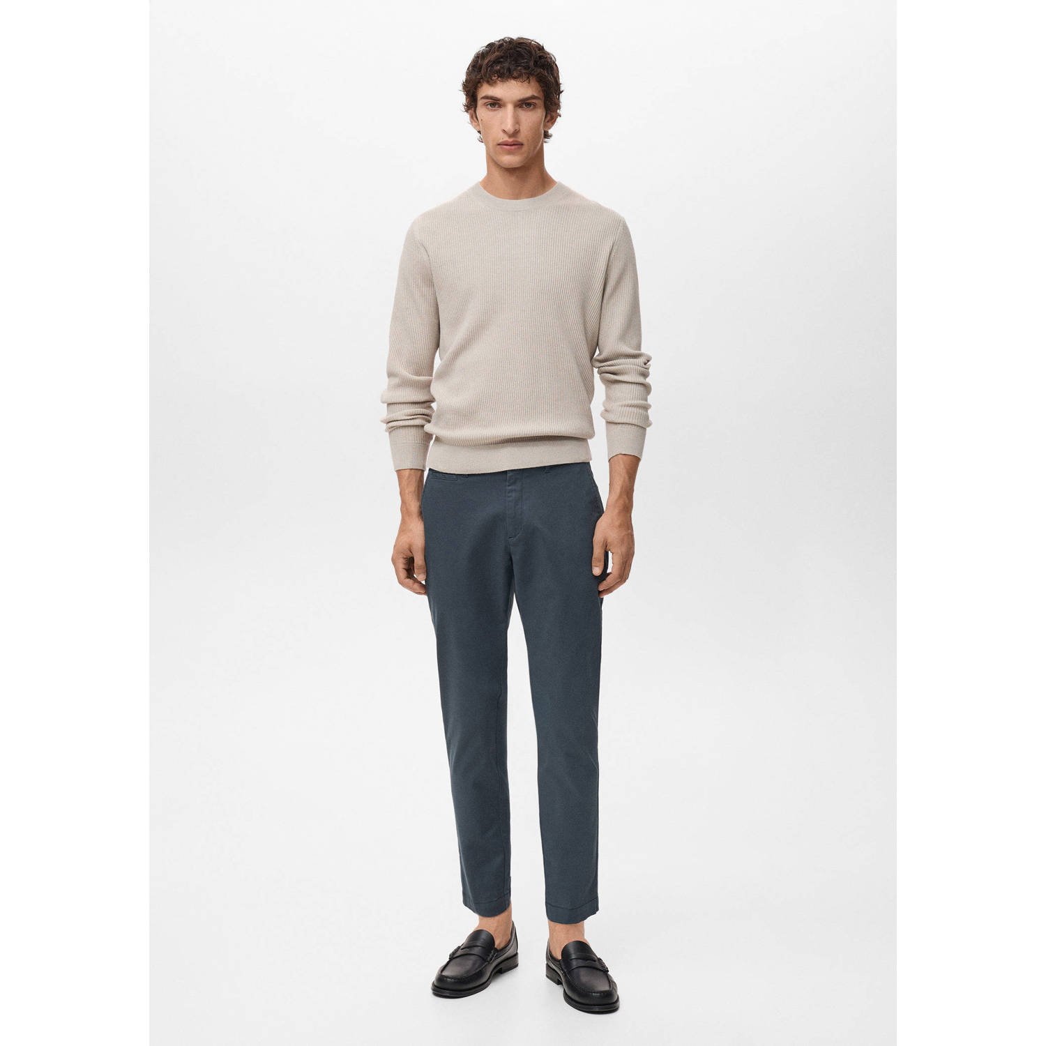 Mango Man tapered chino donkerblauw