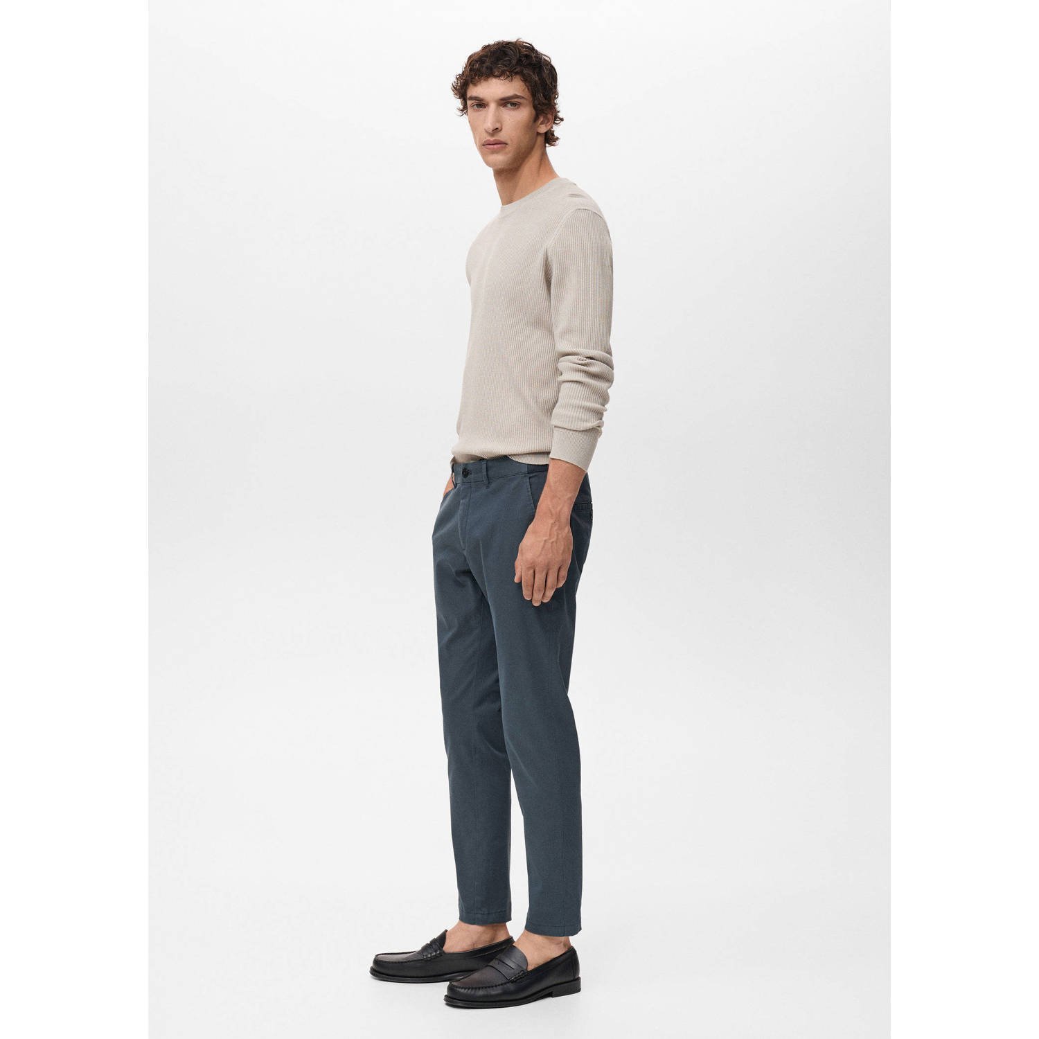 Mango Man tapered chino donkerblauw