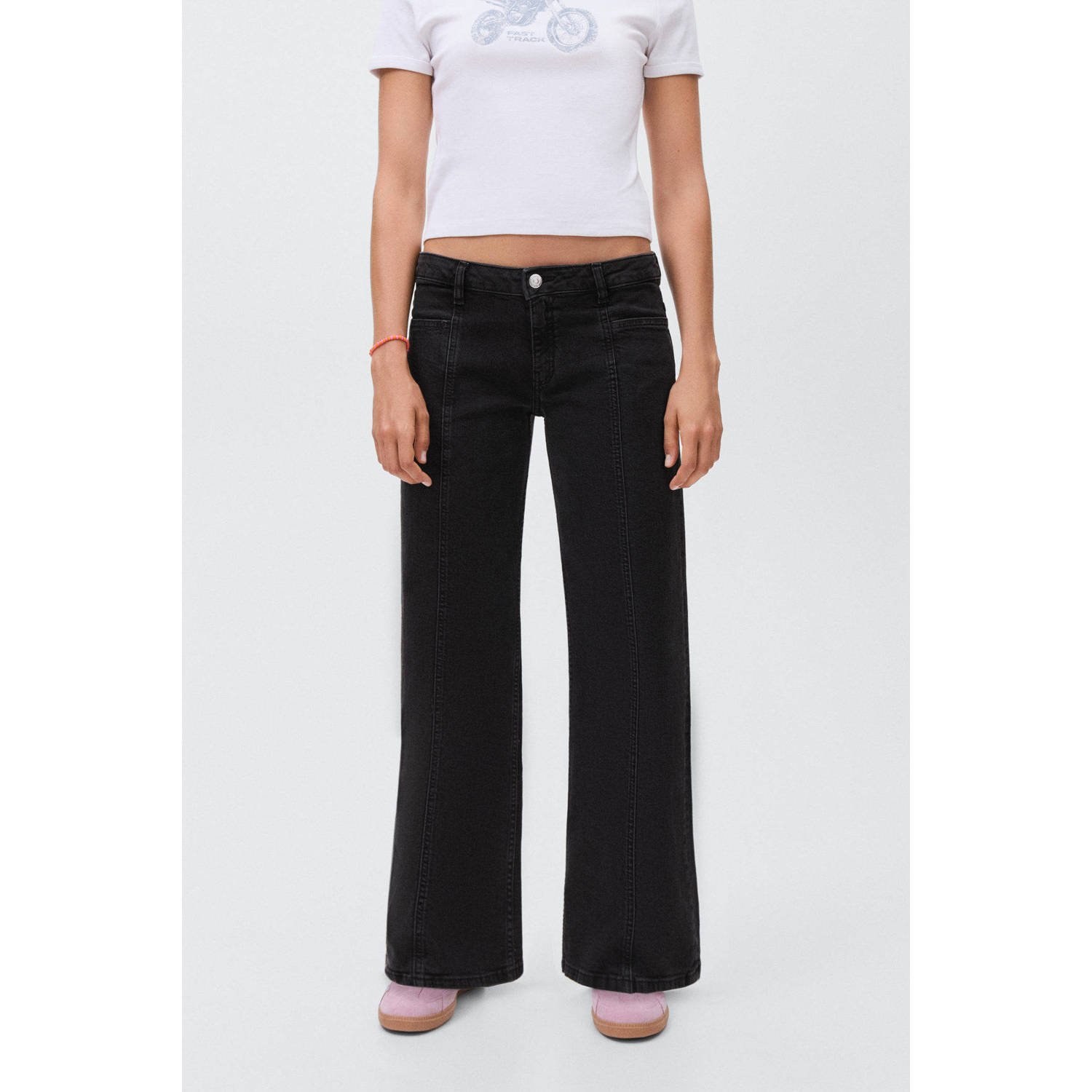 MANGO TEEN low waist straight leg jeans grey denim