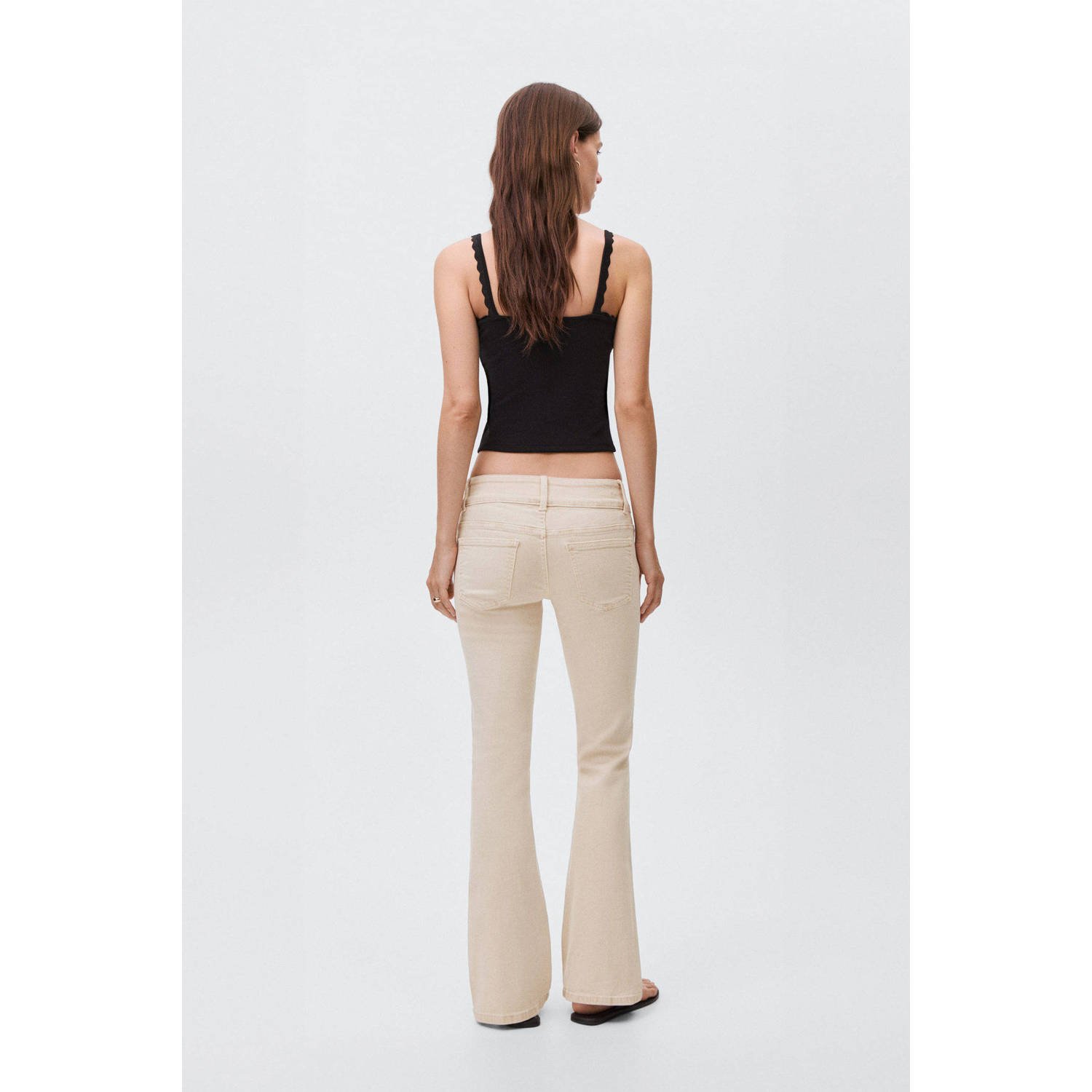 MANGO TEEN low waist flared jeans beige