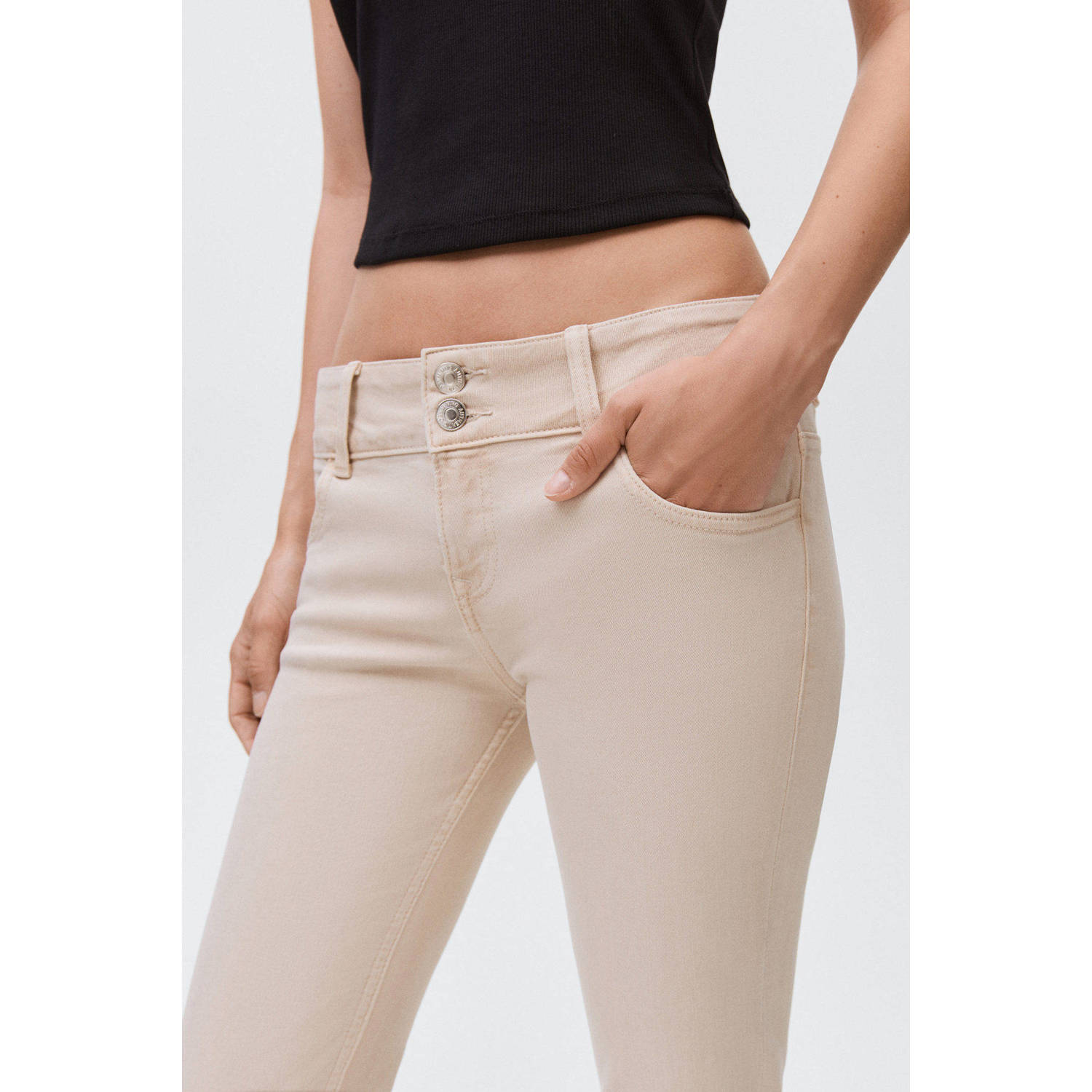 MANGO TEEN low waist flared jeans beige