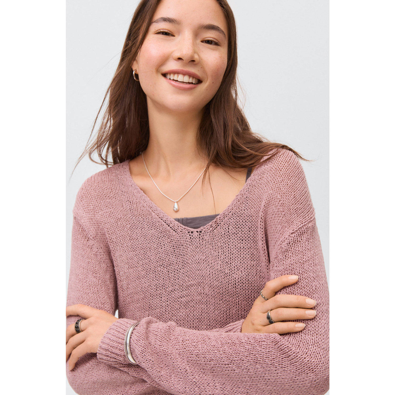 MANGO TEEN trui oudroze fijn gebreid