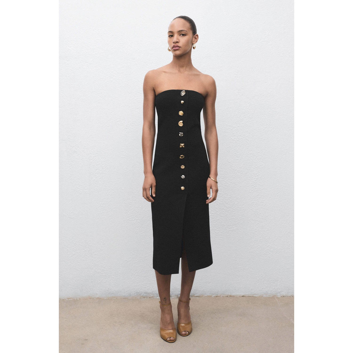 Mango midi jurk zwart
