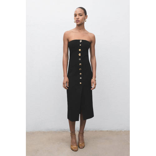 Mango midi jurk zwart afbeelding