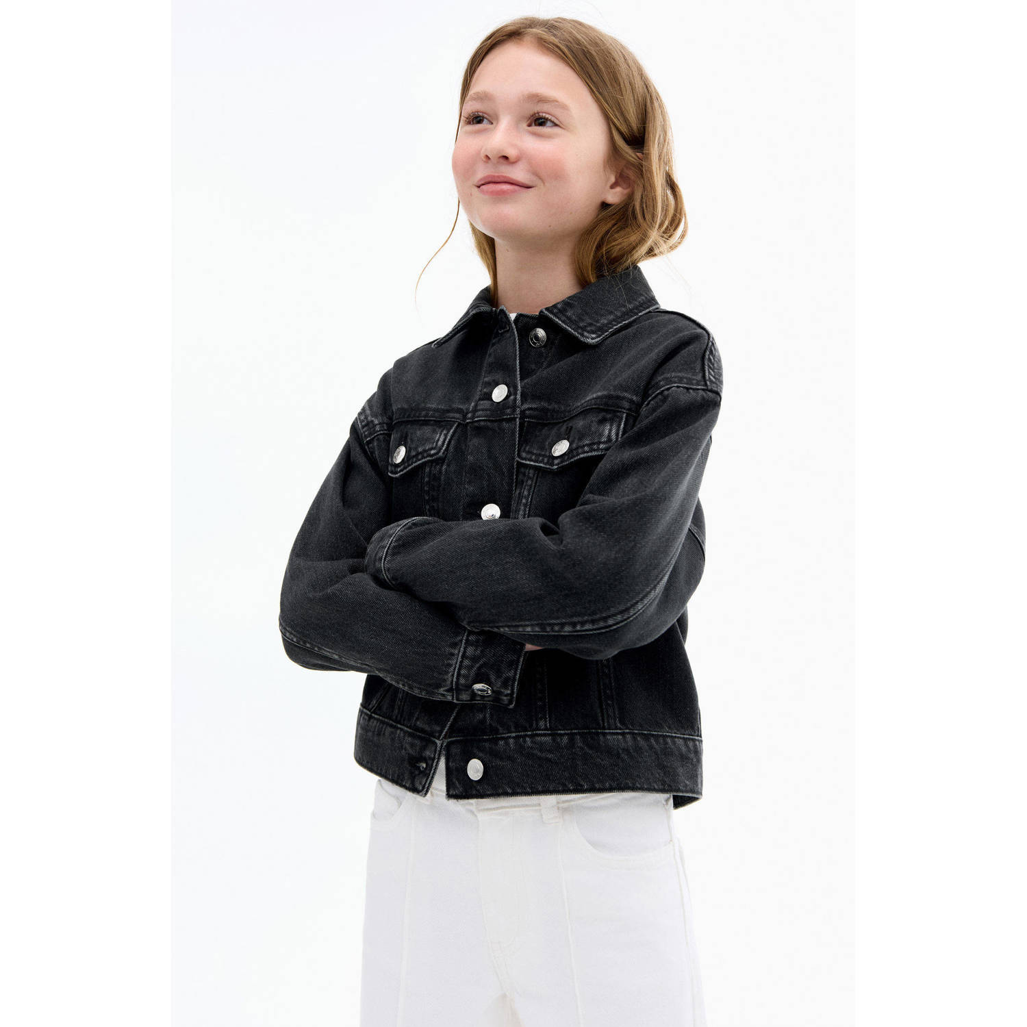 Mango Kids denim spijkerjas grijs