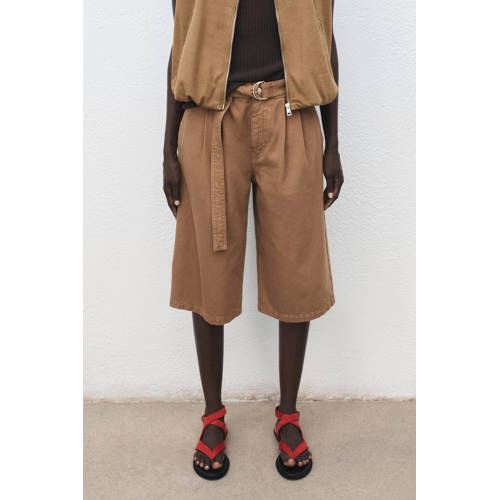 Mango wide leg high waist jort bruin afbeelding