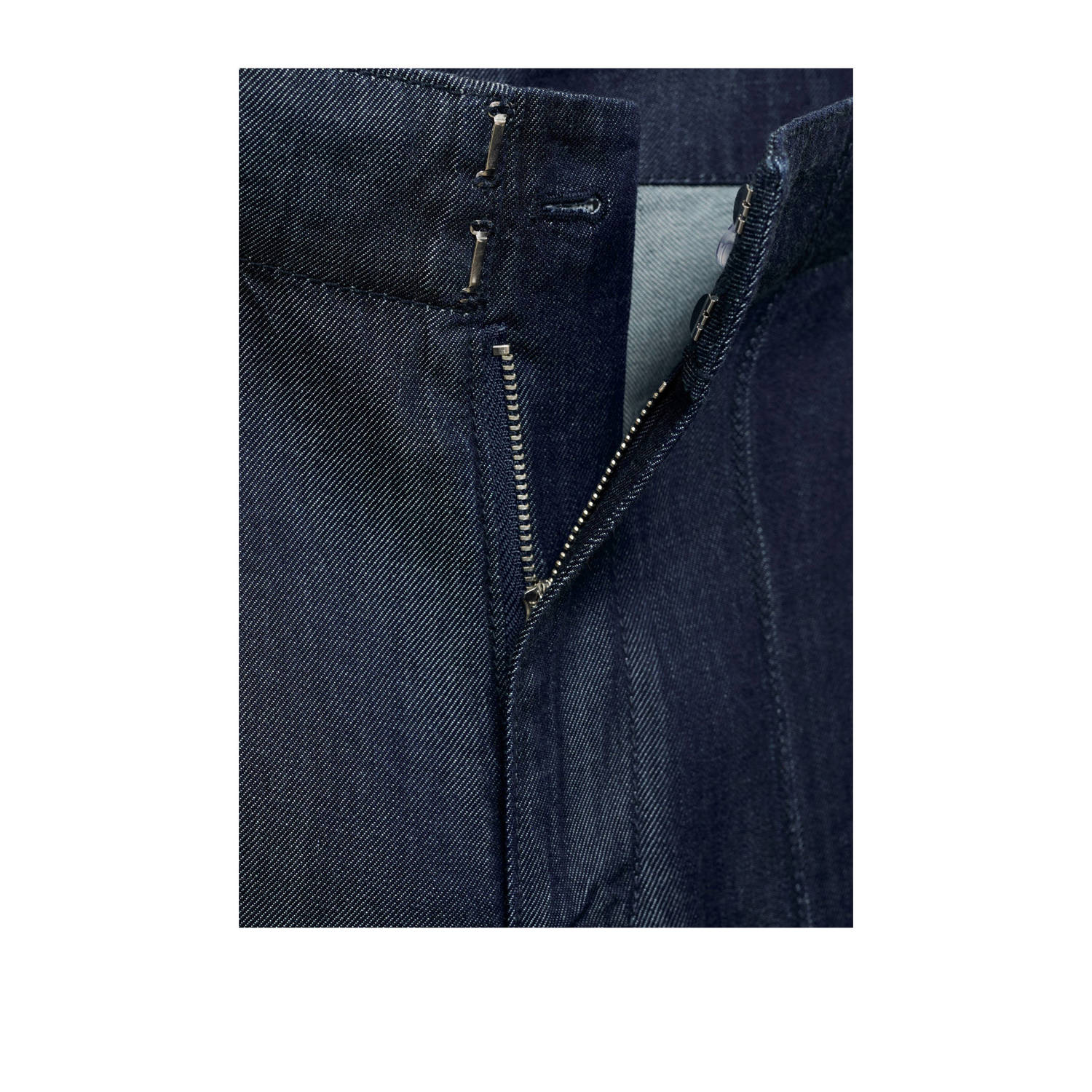 Mango straight high waist broek donkerblauw