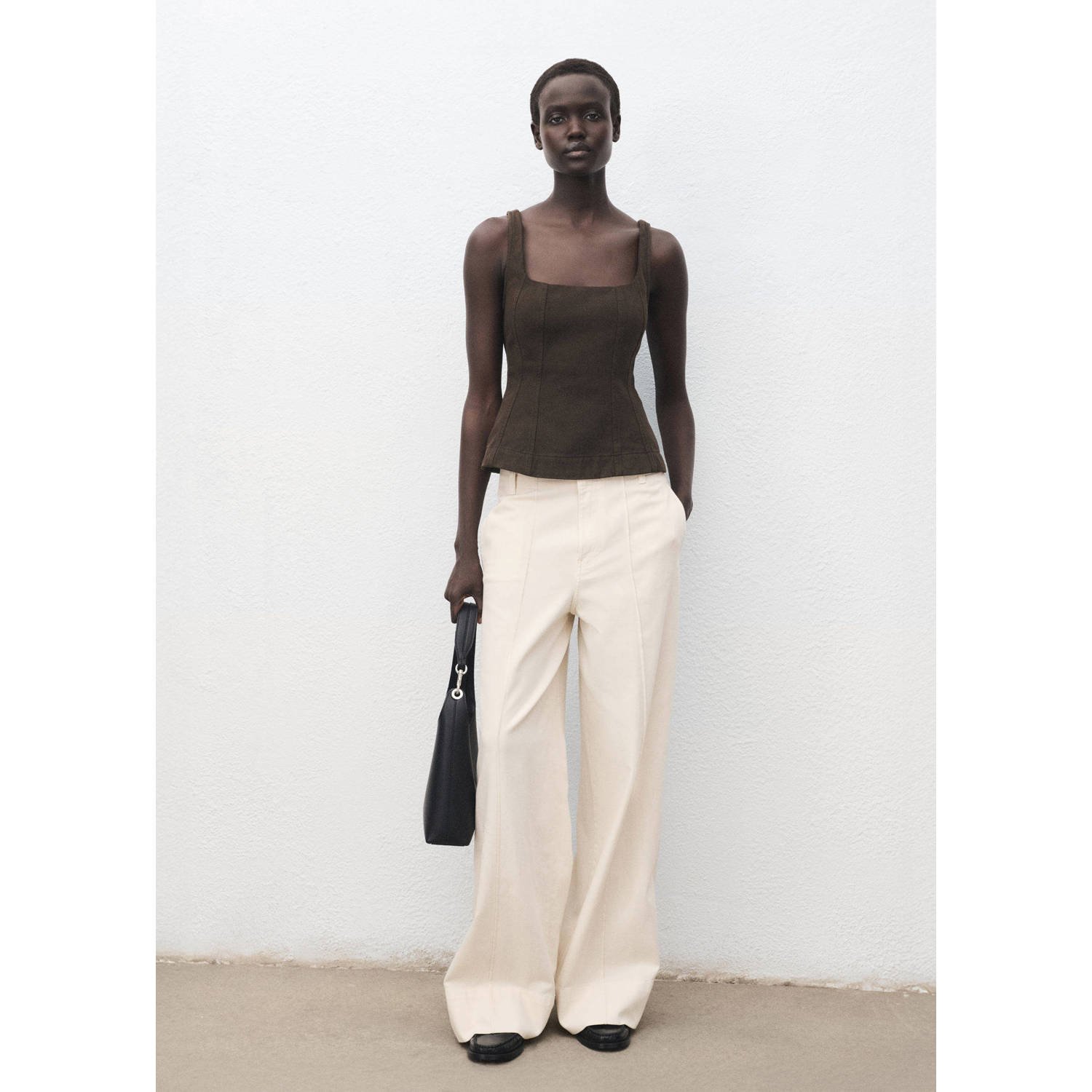 Mango high waist wide leg jeans beige