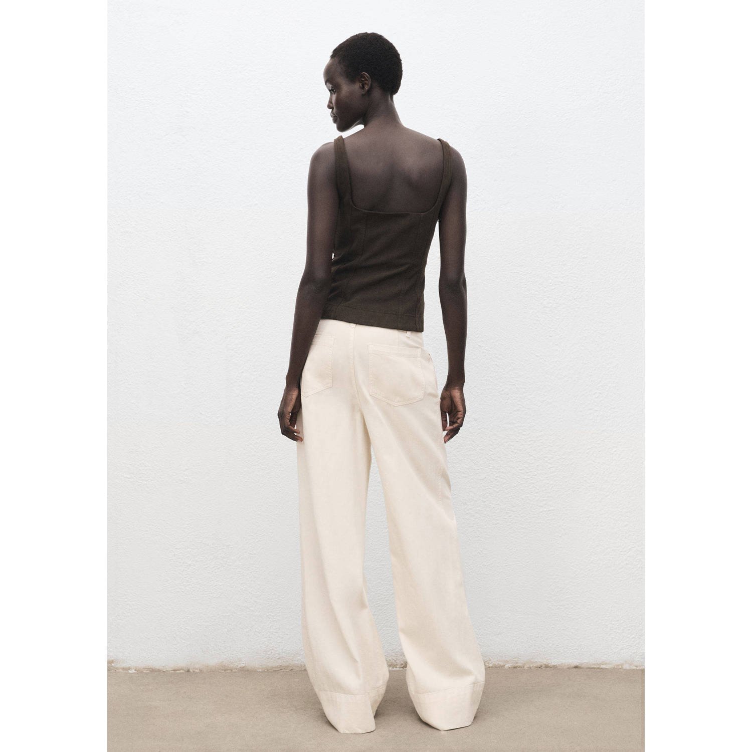 Mango high waist wide leg jeans beige
