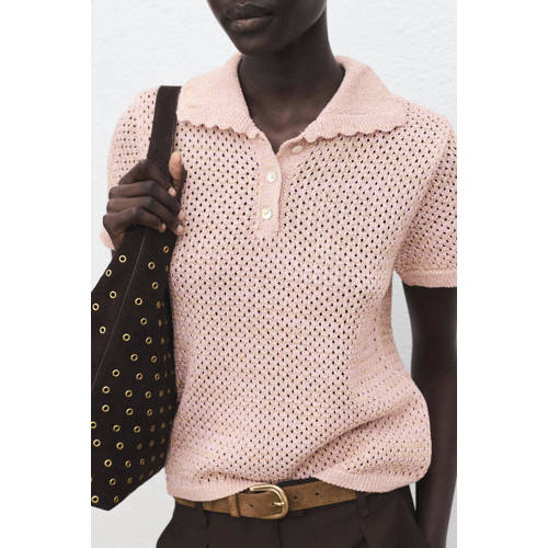 Mango top lichtroze grof gebreid afbeelding