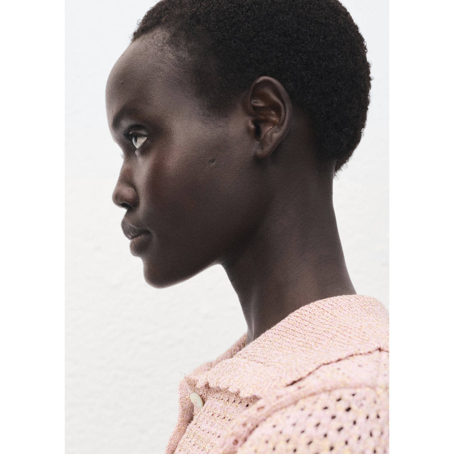 Mango top lichtroze grof gebreid