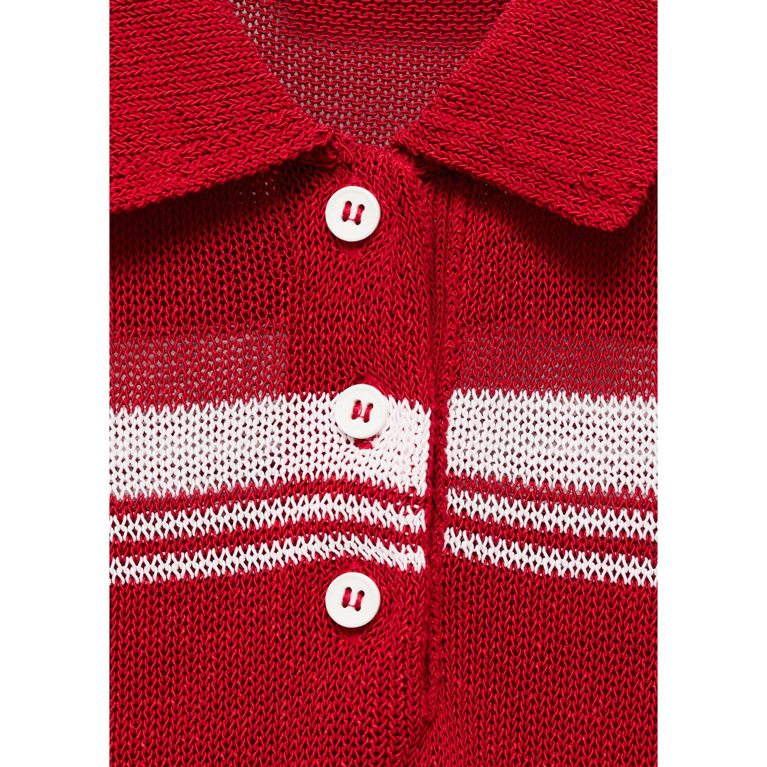 Mango polo rood fijn gebreid