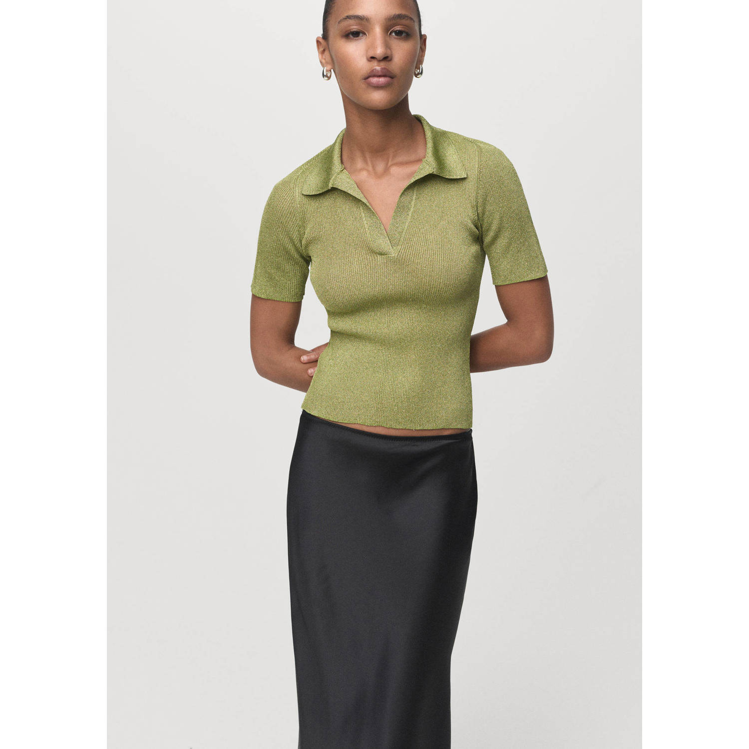 Mango top groen met lurex