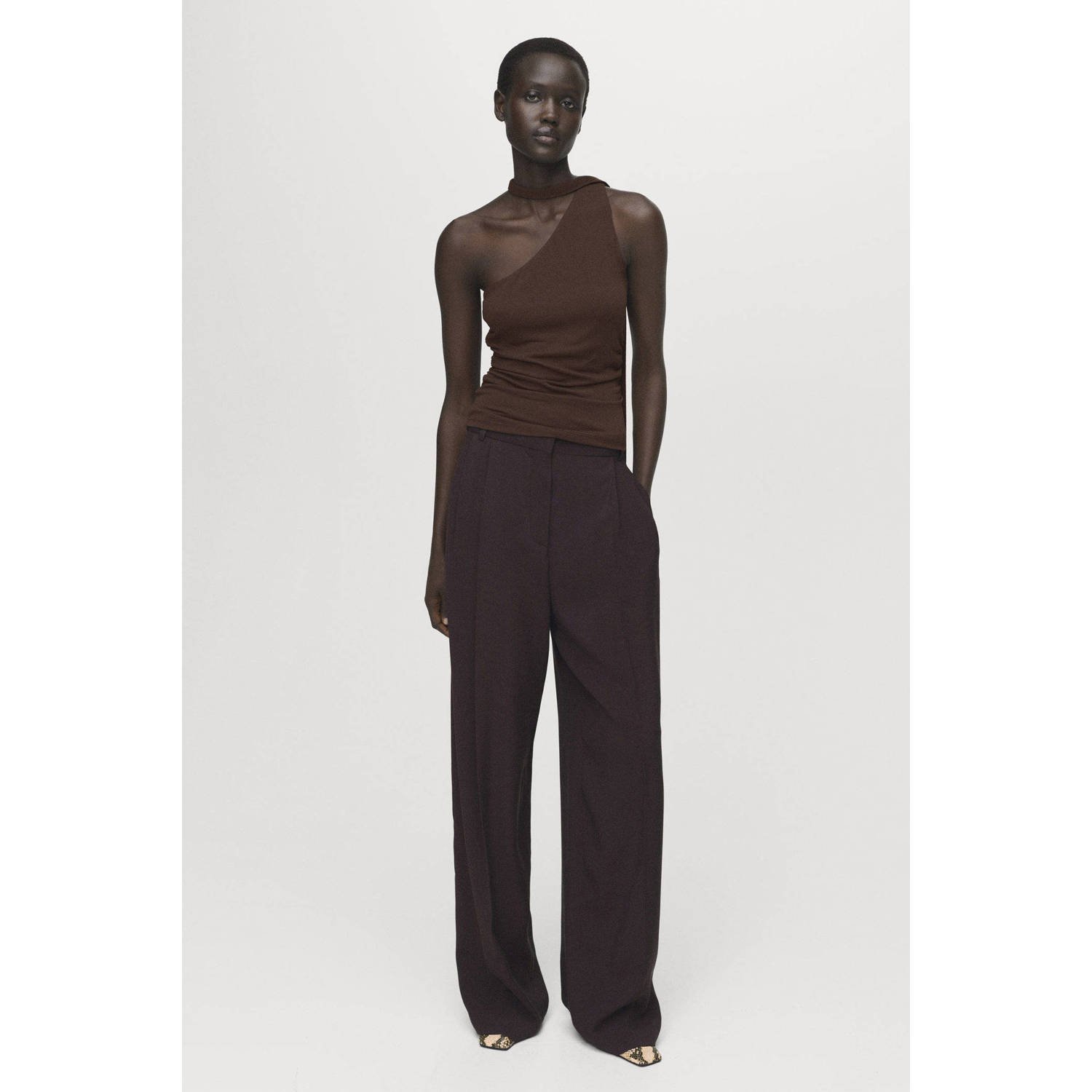 Mango one shoulder top bruin