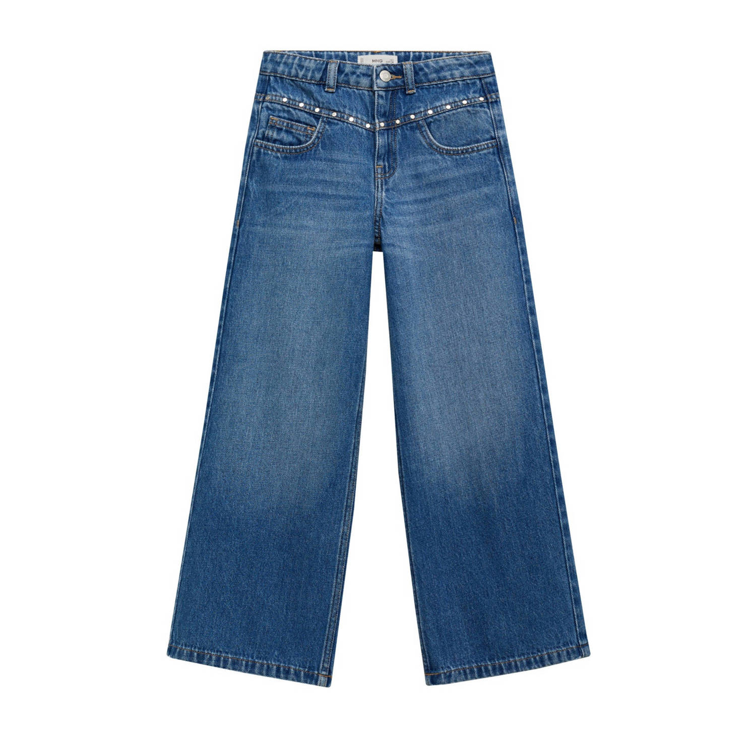 Mango Kids wide leg jeans dark blue denim
