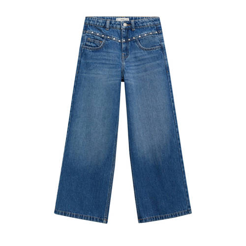 Mango Kids wide leg jeans dark blue denim afbeelding