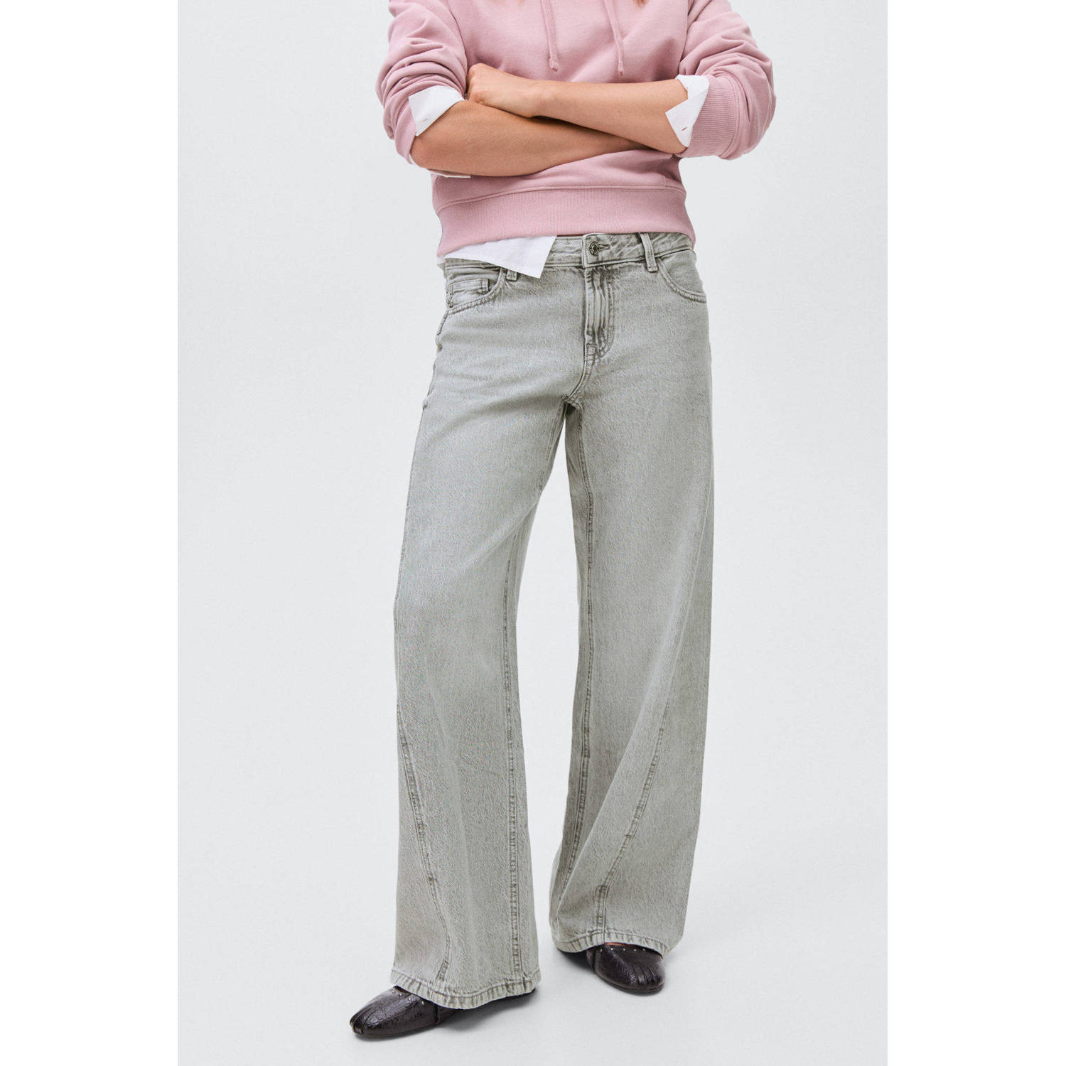 MANGO TEEN wide leg jeans grey denim
