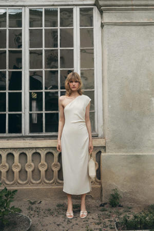 one shoulder jurk ecru