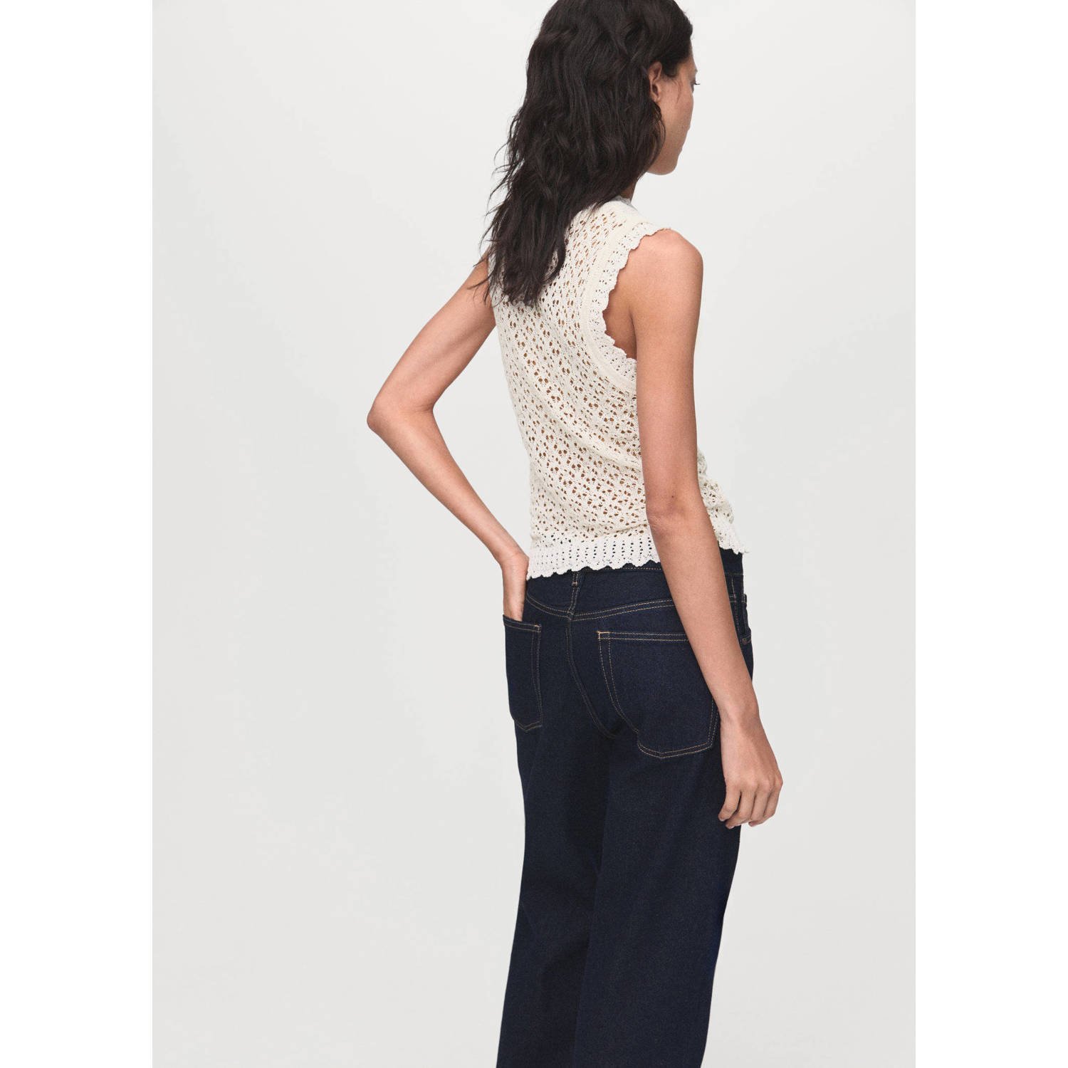 Mango top ecru grof gebreid