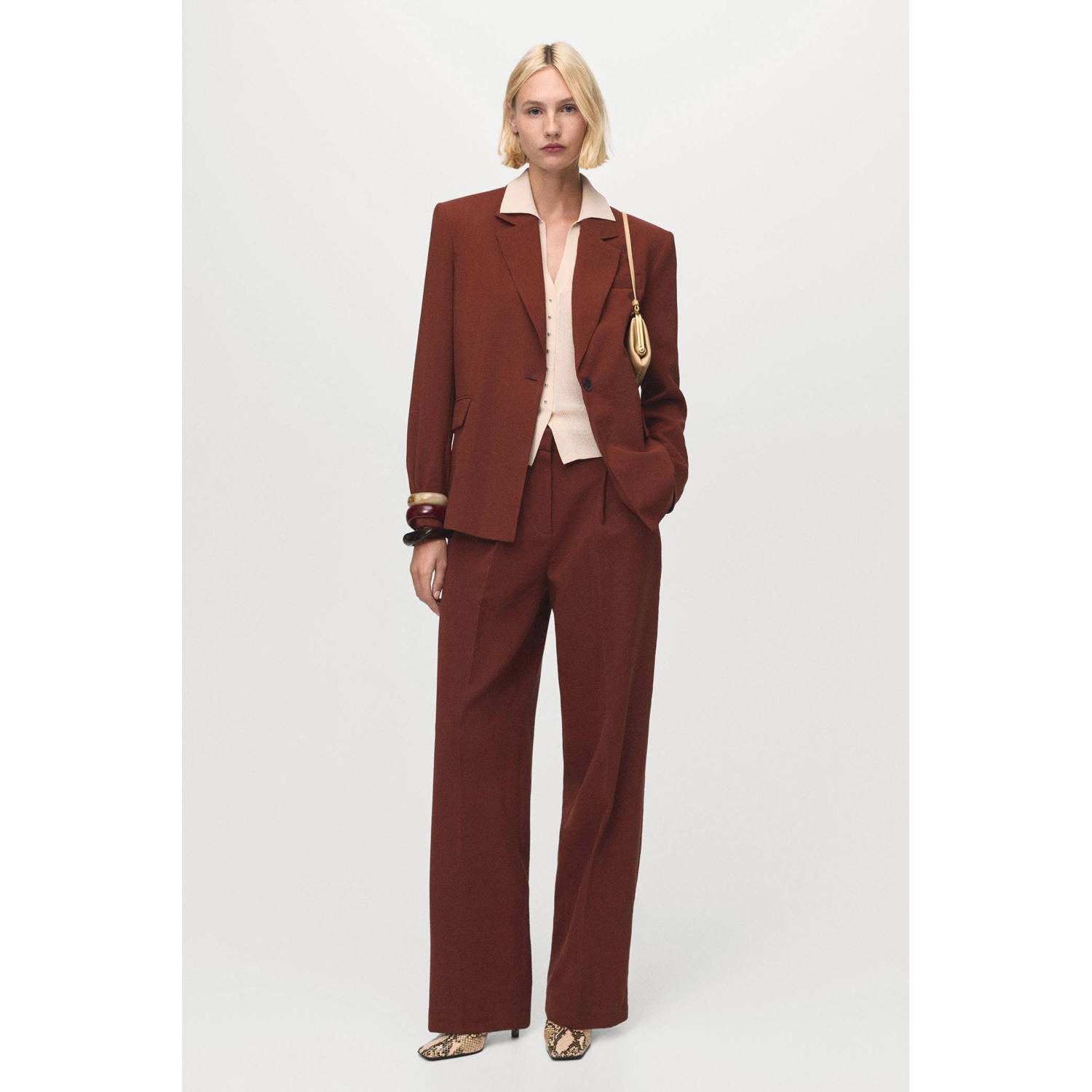 Mango regular blazer cognac