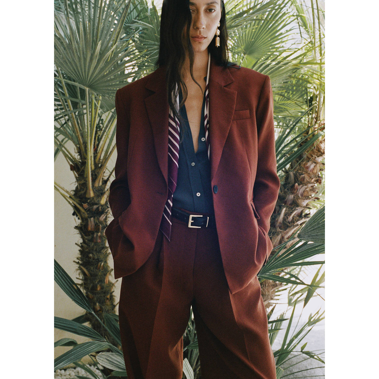 Mango regular blazer cognac
