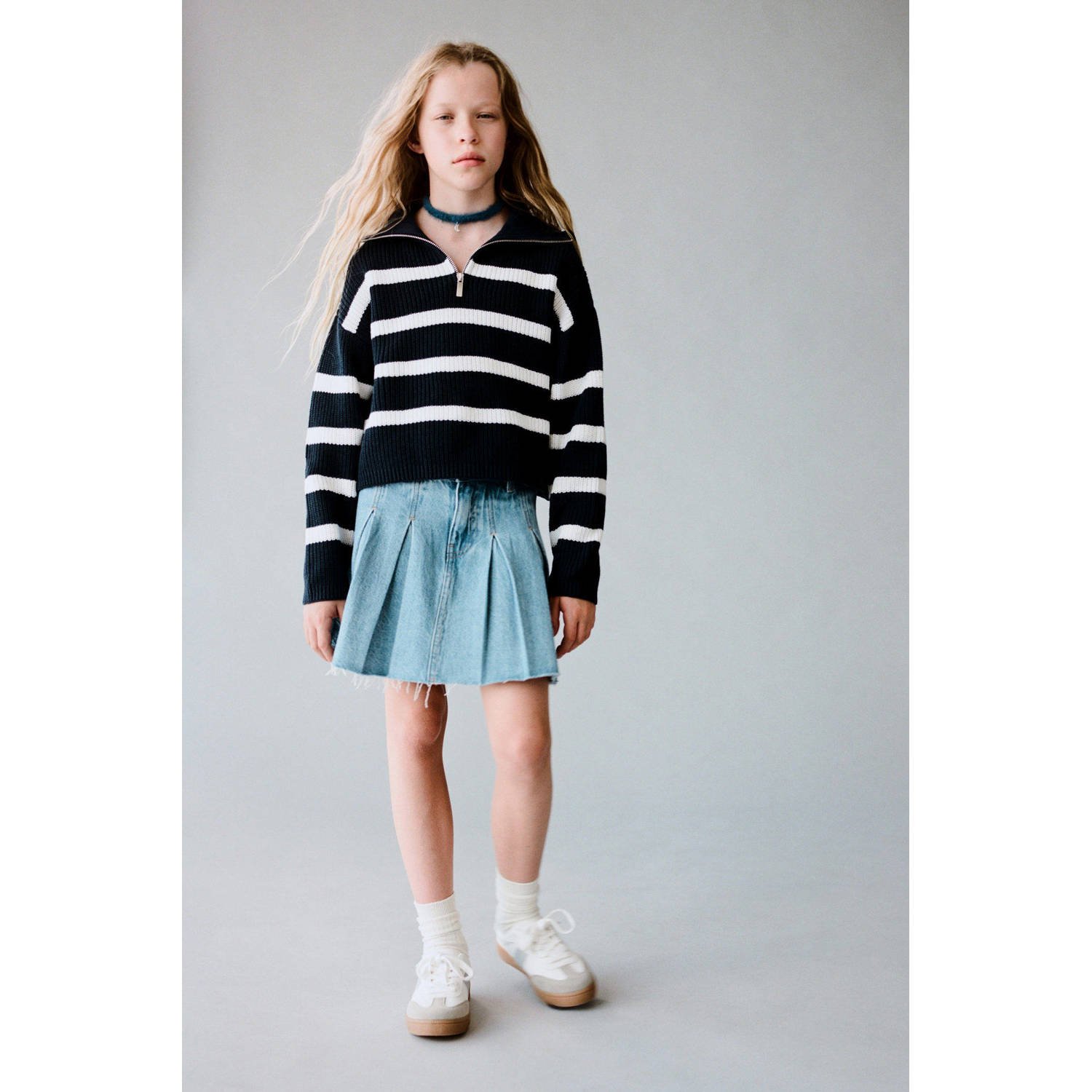 Mango Kids denim spijkerrok light blue denim