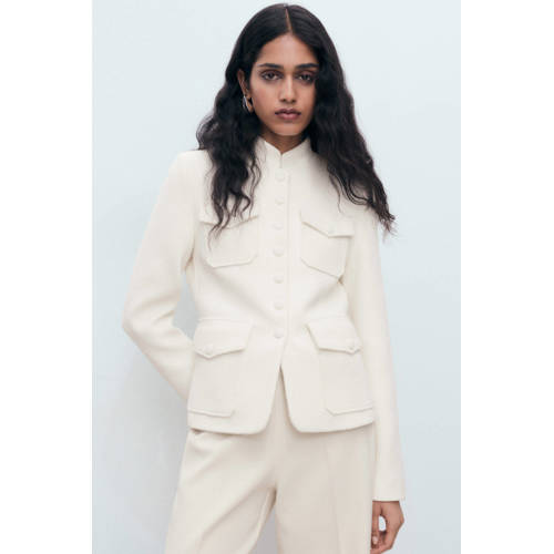 Mango regular blazer wit afbeelding