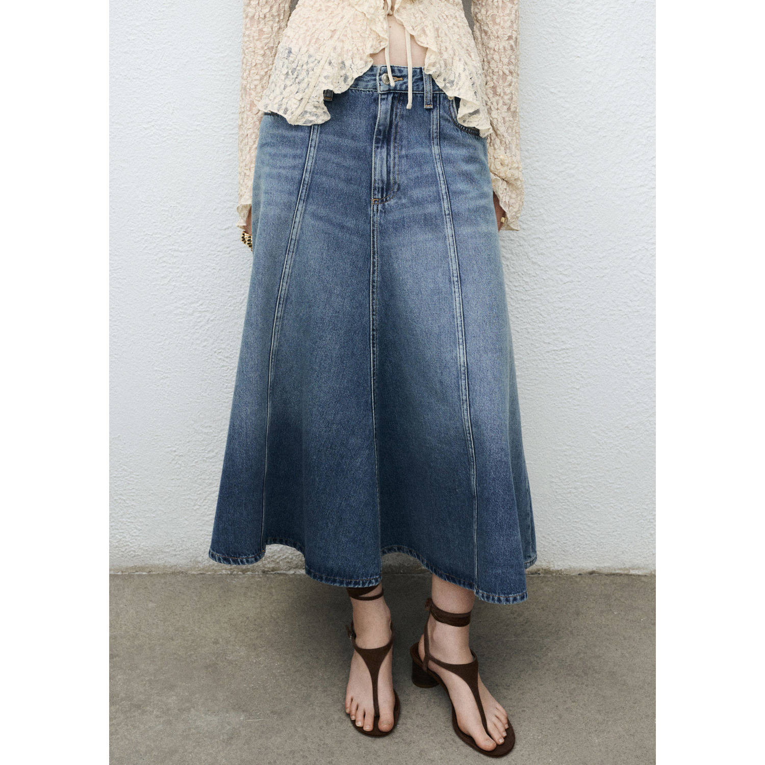 Mango denim spijkerrok medium blue denim