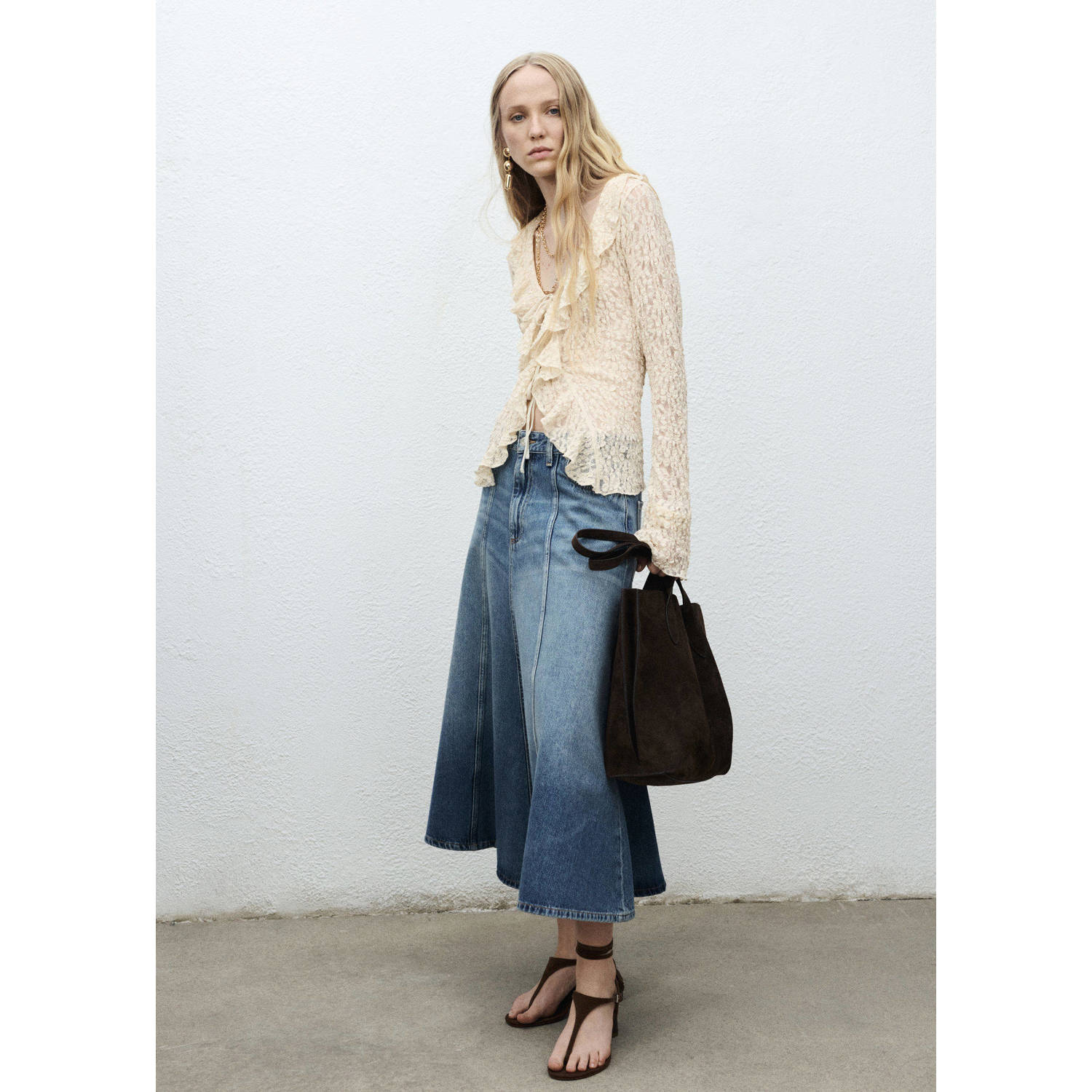 Mango denim spijkerrok medium blue denim