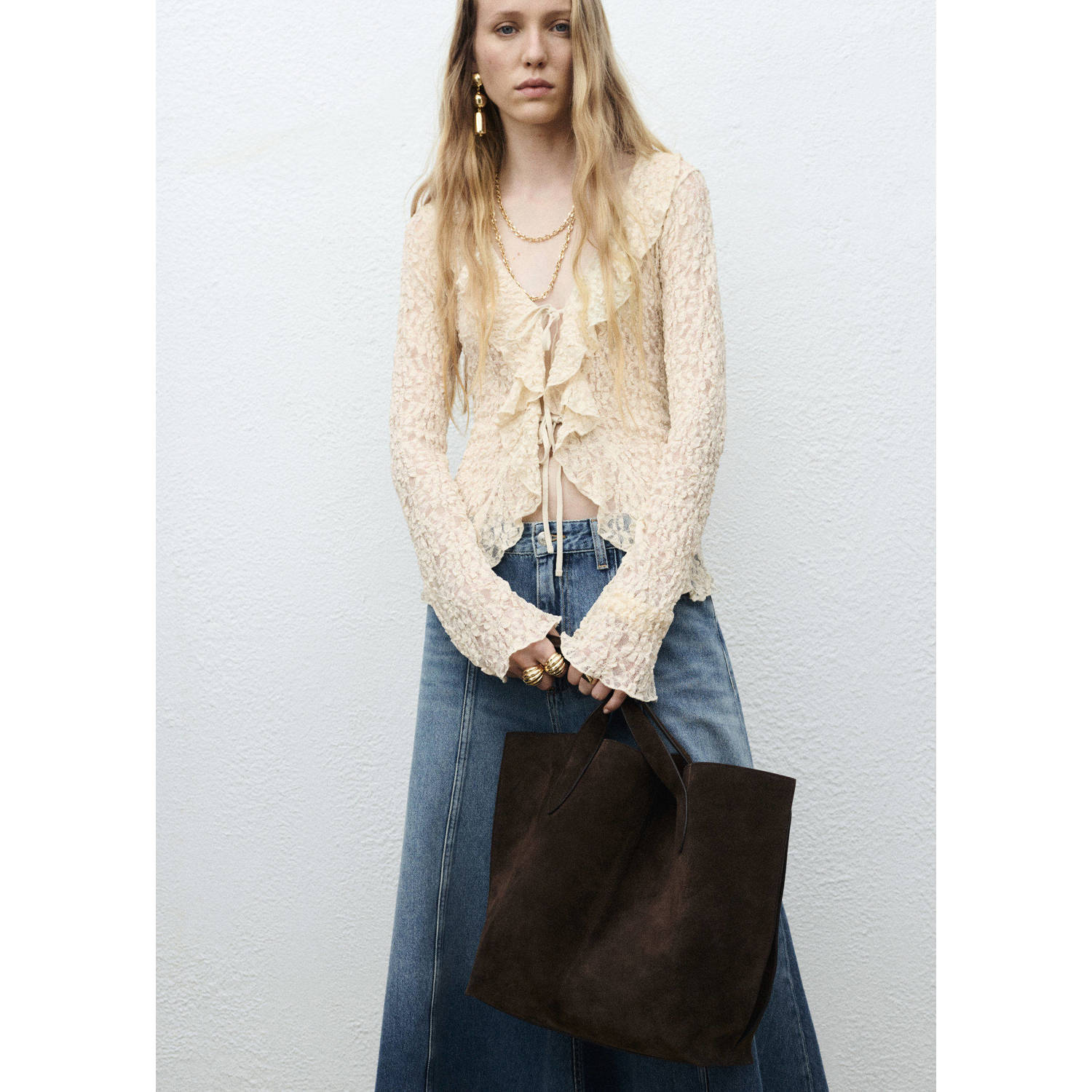 Mango denim spijkerrok medium blue denim