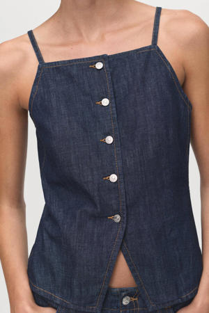 denim mouwloze top dark blue denim