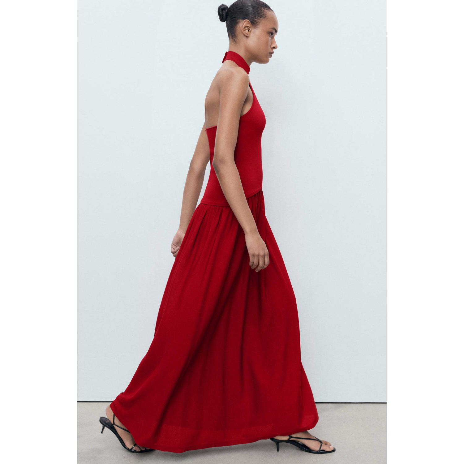 Mango maxi jurk fijn gebreid rood