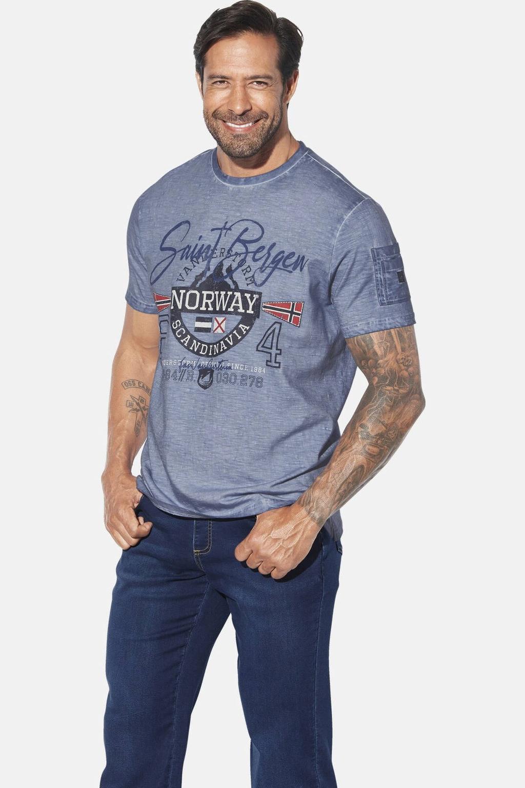 Jan Vanderstorm loose T-shirt HELGO Plus Size blauw