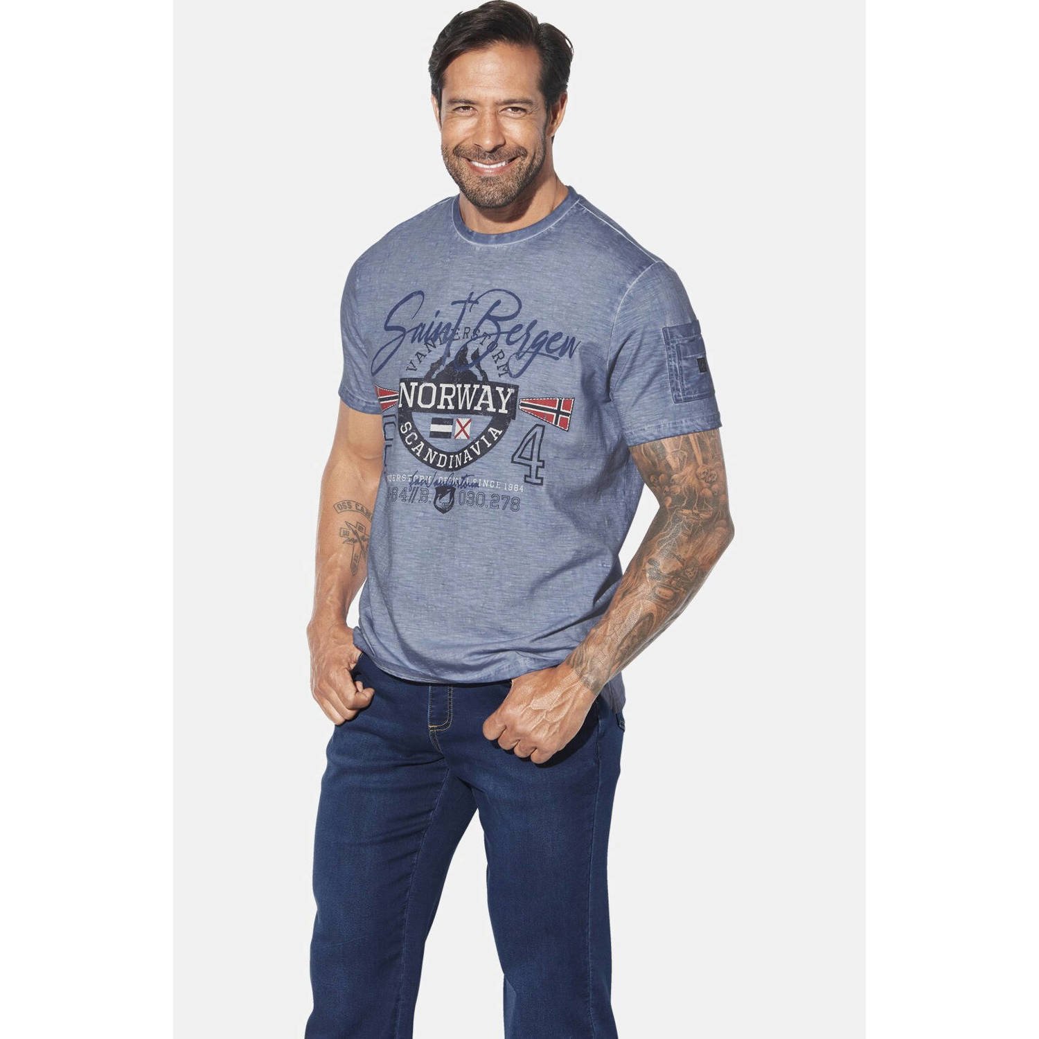 Jan Vanderstorm loose T-shirt HELGO Plus Size blauw