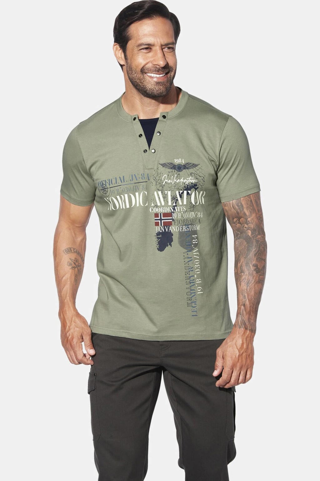 Jan Vanderstorm loose T-shirt ULJAS Plus Size groen