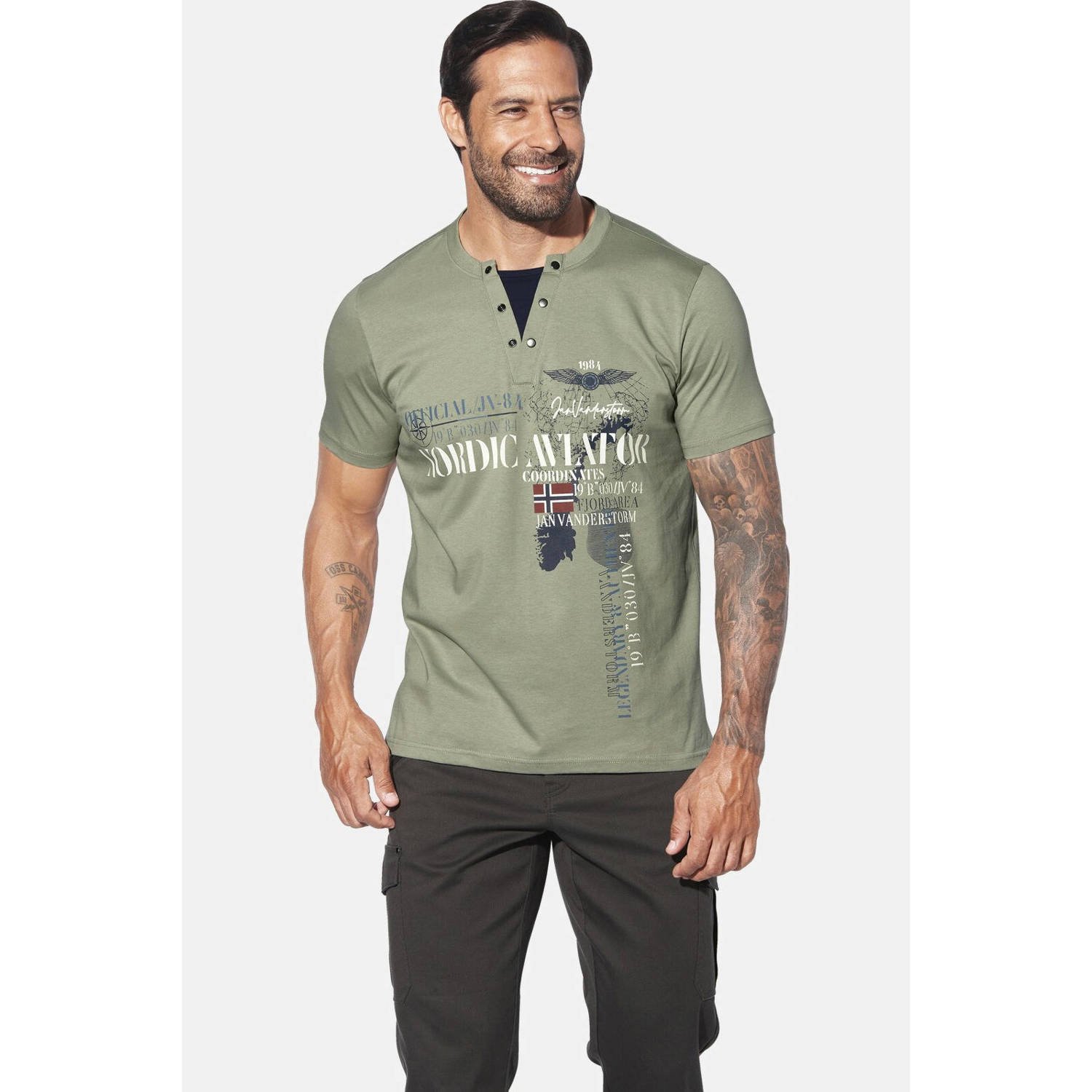 Jan Vanderstorm loose T-shirt ULJAS Plus Size groen