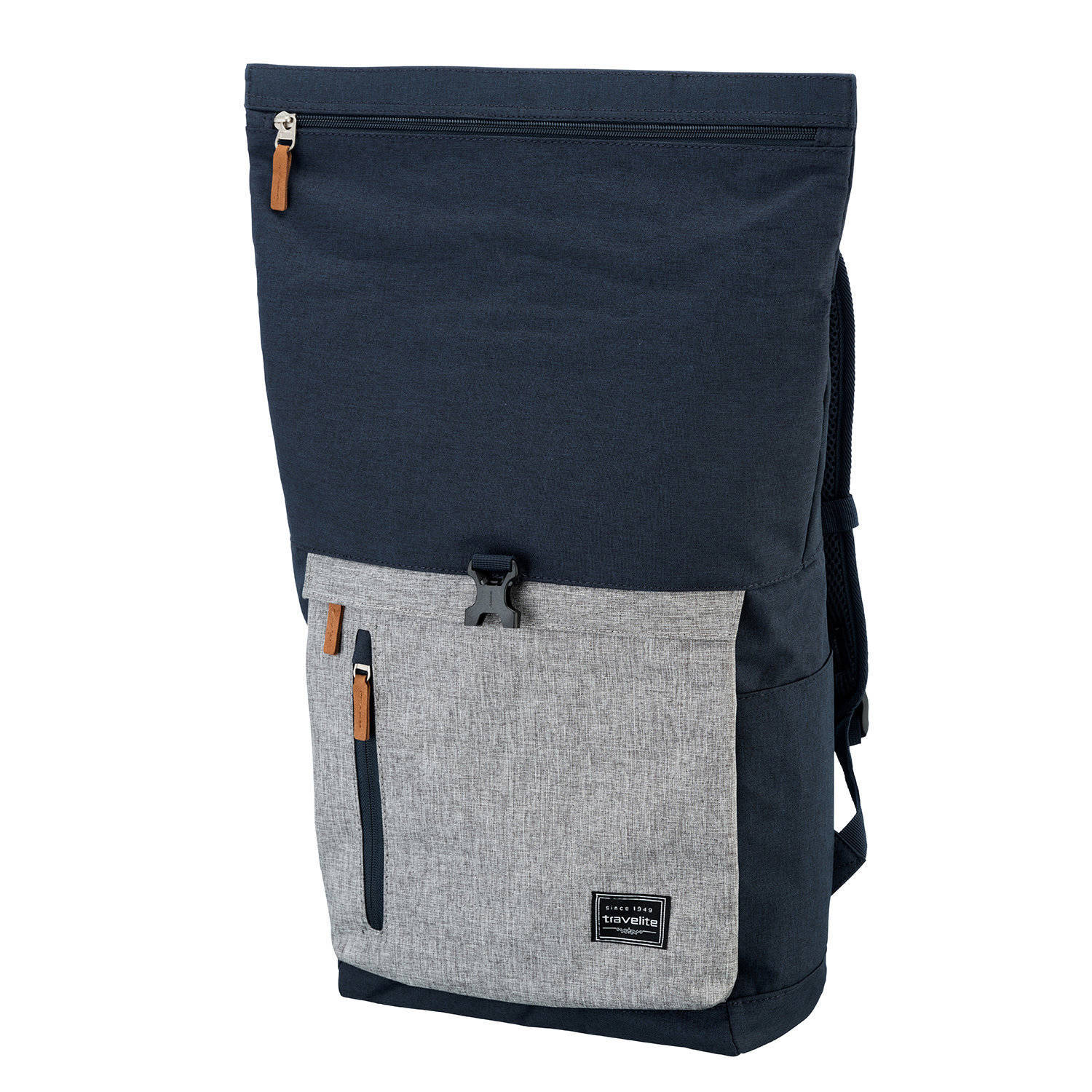 Travelite rugzak Basics Rollup donkerblauw grijs