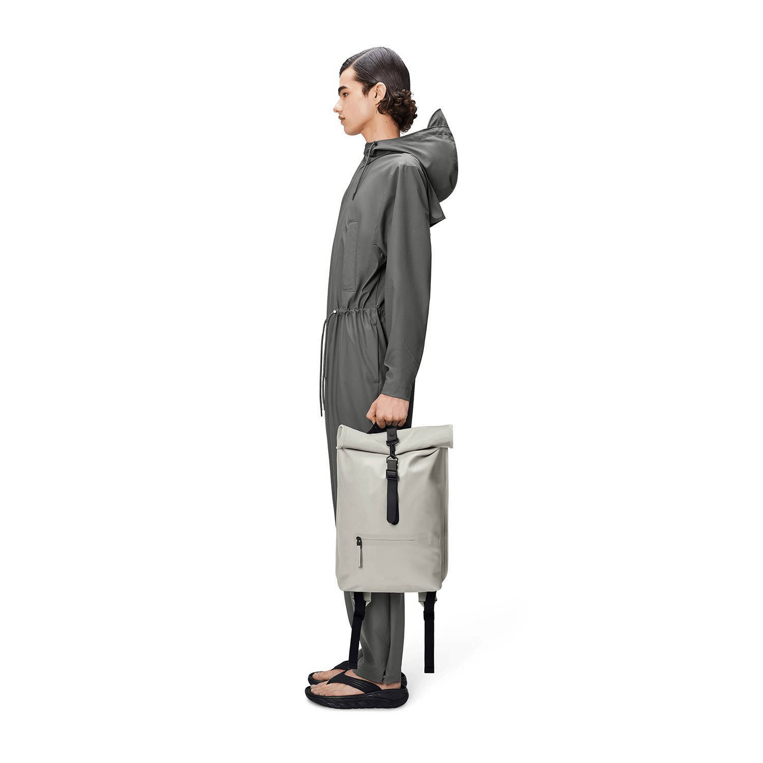 Rains rugzak Rolltop W3 grijs
