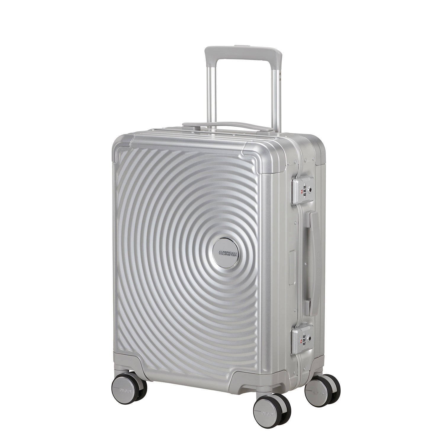 American Tourister trolley Soudnbox Alu 55 cm. zilverkleurig